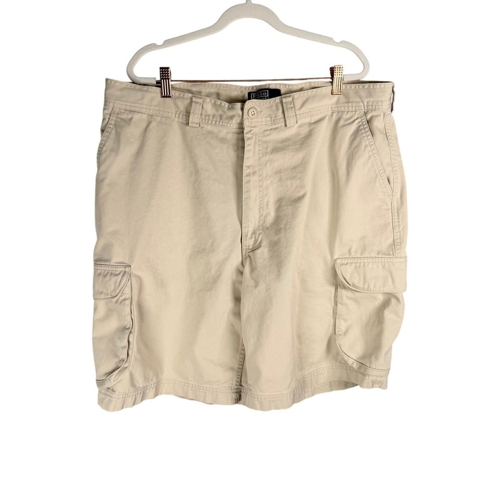 Vintage Polo by Ralph Lauren Shorts Mens 40 Light Khaki Cargo Pocket 9.5" Inseam